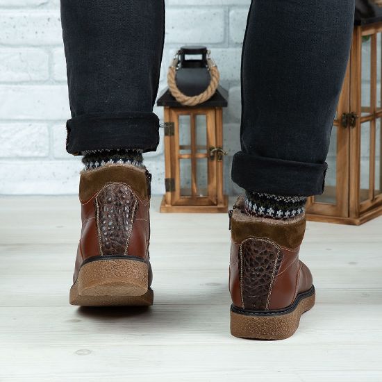 Imagine Ghete bărbați piele naturală C103 Maro