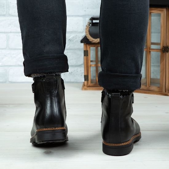 Imagine Ghete bărbați piele naturală C303 Negru