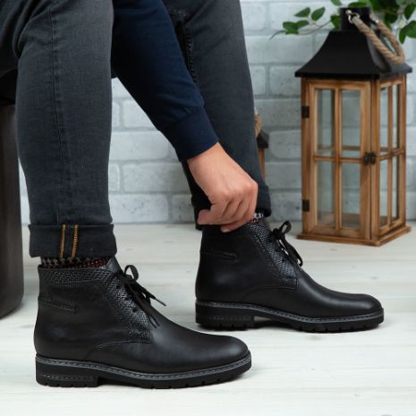 Imagine Ghete bărbați piele naturală c312 Negru