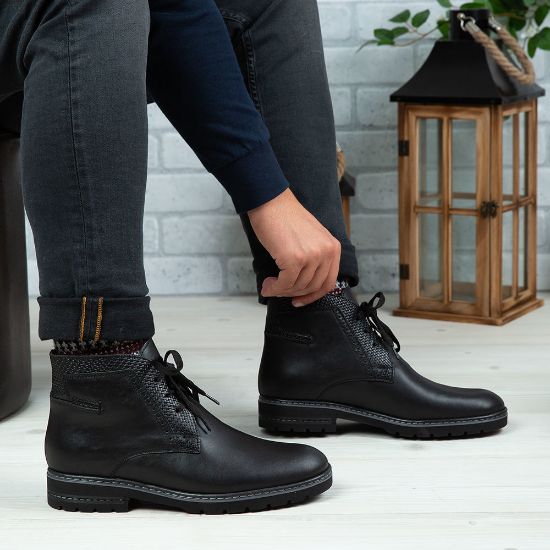 Imagine Ghete bărbați piele naturală c312 Negru