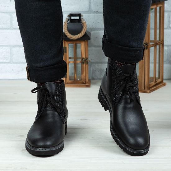 Imagine Ghete bărbați piele naturală c312 Negru