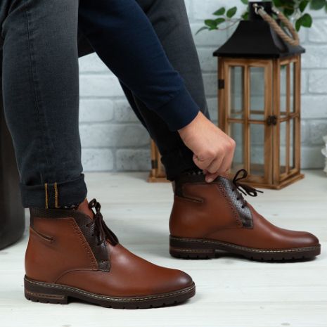 Imagine Ghete bărbați piele naturală C312 Maro