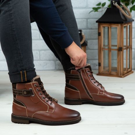 Imagine Ghete bărbați piele naturală C318 Maro