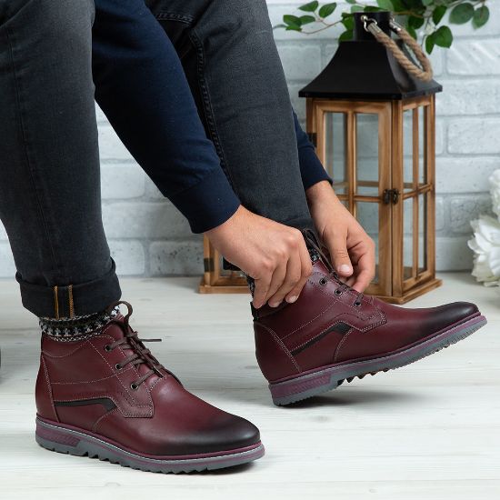 Imagine Ghete bărbați piele naturală 833 Vișiniu