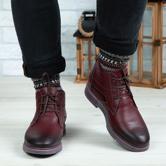 Imagine Ghete bărbați piele naturală 833 Vișiniu