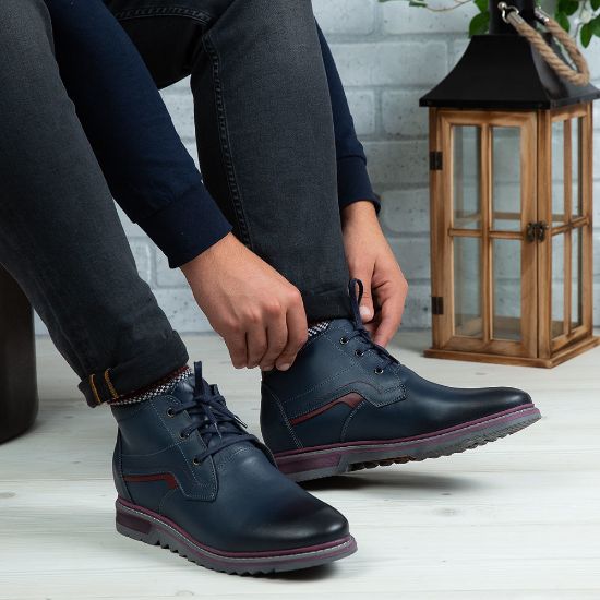 Imagine Ghete bărbați piele naturală 833 Blue