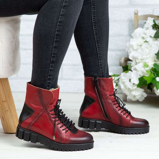 Imagine Ghete damă piele naturală 707 Roșu