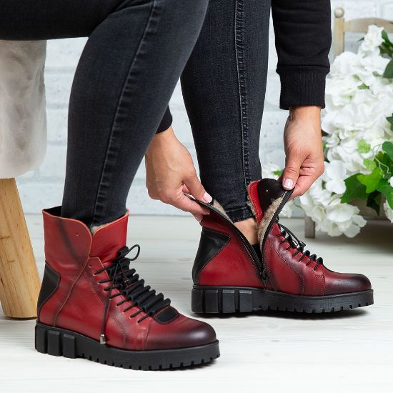 Imagine Ghete damă piele naturală 707 Roșu