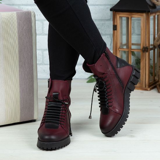 Imagine Ghete damă piele naturală 707 Vișiniu