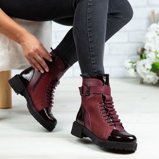 Imagine Ghete damă piele naturală 788 Vișiniu