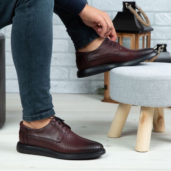 Imagine Pantofi casual bărbați piele naturală 558 G Vișiniu