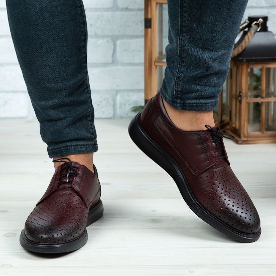 Imagine Pantofi casual bărbați piele naturală 558 G Vișiniu