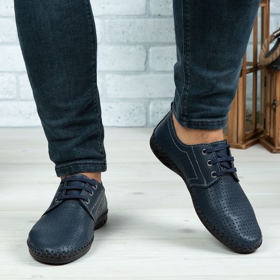 Imagine Pantofi casual bărbați piele naturală 650 Blue