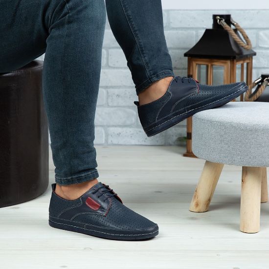 Imagine Pantofi casual bărbați piele naturală 690 Blue 0142