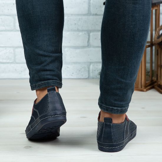 Imagine Pantofi casual bărbați piele naturală 690 Blue 0142