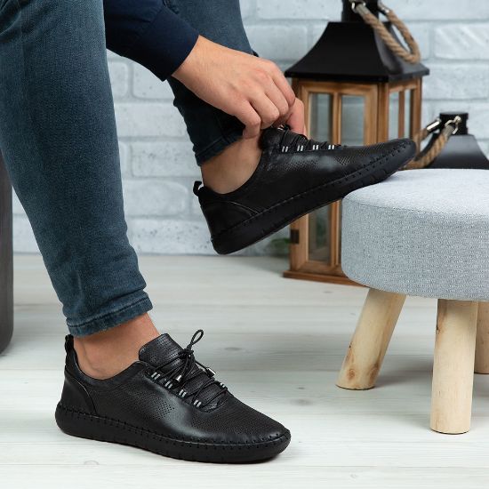 Imagine Pantofi casual bărbați piele naturală 691 Negru