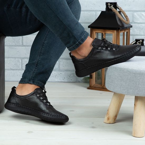 Imagine Pantofi casual bărbați piele naturală 691 Negru