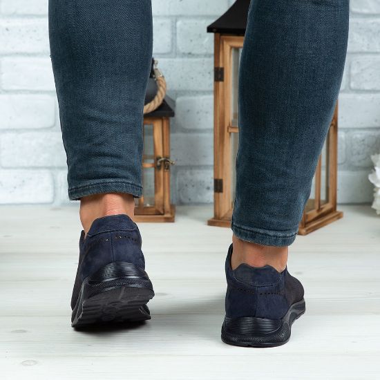 Imagine Pantofi sport bărbați piele naturală 447  Blue