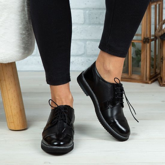 Imagine Pantofi damă piele naturală 132-1 NEGRU