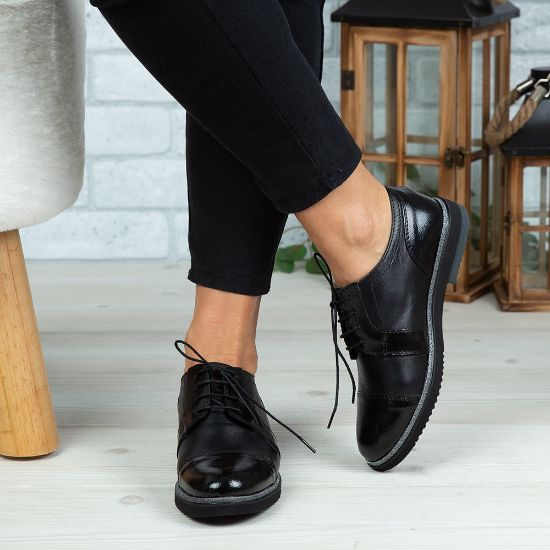 Imagine Pantofi damă piele naturală 132-1 NEGRU