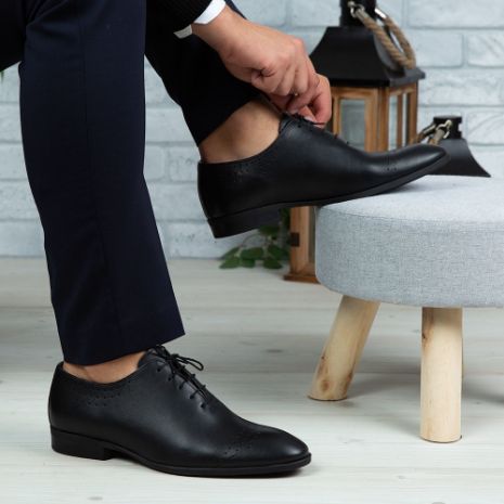Imagine Pantofi eleganți bărbați din piele naturală O24 Negru