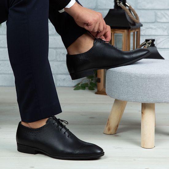 Imagine Pantofi eleganți bărbați din piele naturală O24 Negru