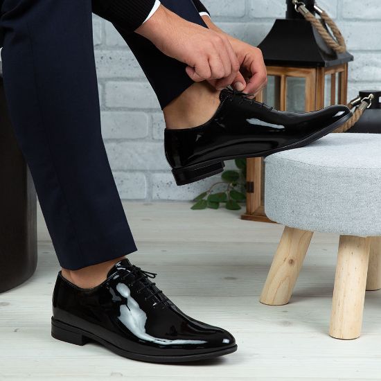 Imagine Pantofi eleganți bărbați din piele naturală O25 Negru Lac