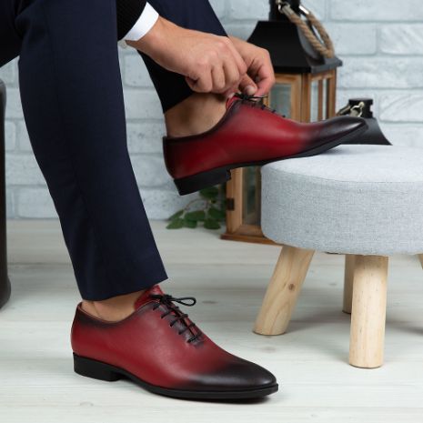 Imagine Pantofi eleganți bărbați din piele naturală O25 Roșu