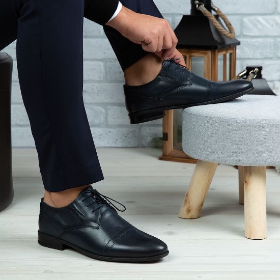 Imagine Pantofi eleganți bărbați din piele naturală 350 Blue