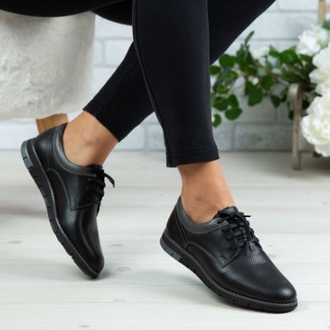 Imagine Pantofi copii piele naturală 400Y Negru