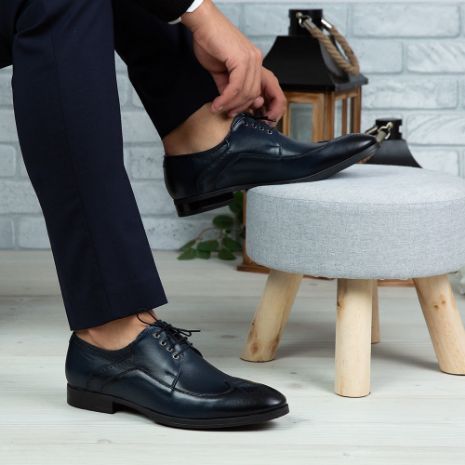 Imagine Pantofi eleganți bărbați din piele naturală 399 Blue