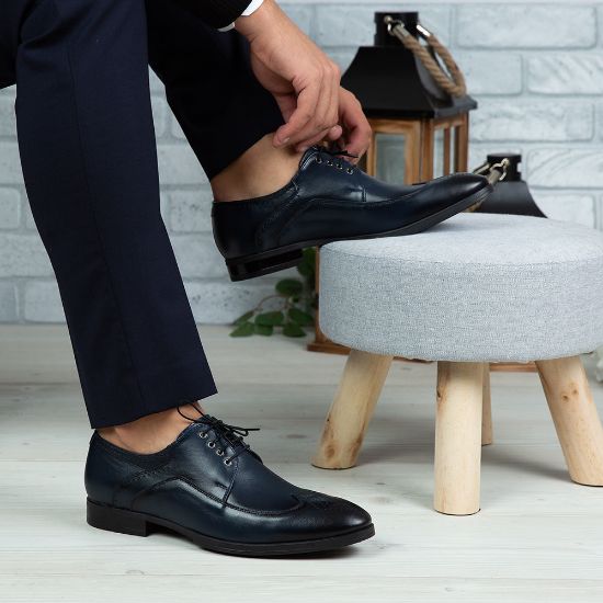 Imagine Pantofi eleganți bărbați din piele naturală 399 Blue