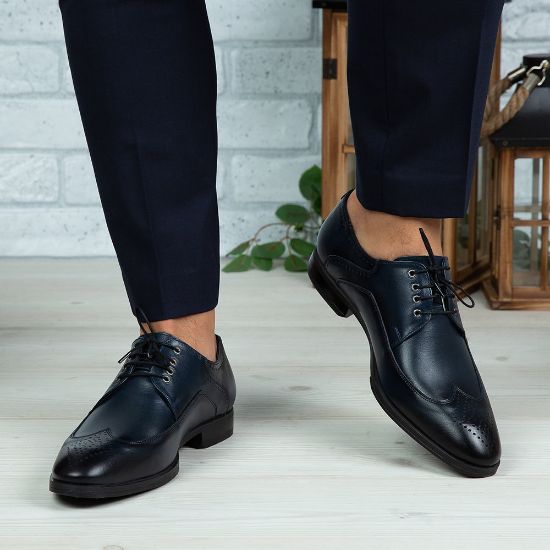 Imagine Pantofi eleganți bărbați din piele naturală 399 Blue