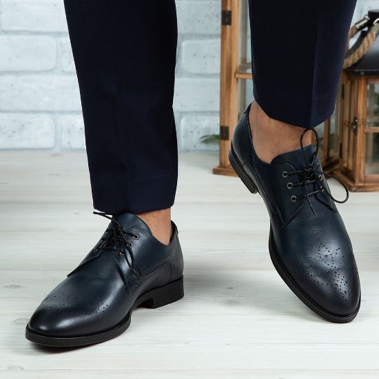 Imagine Pantofi eleganți bărbați din piele naturală 395 Blue