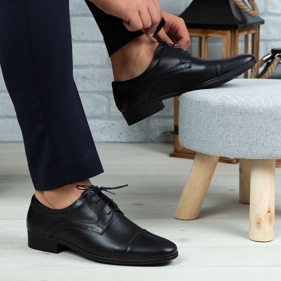 Imagine Pantofi eleganți bărbați din piele naturală 309-R2 Negru