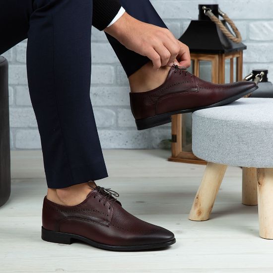 Imagine Pantofi eleganți bărbați din piele naturală 391 Vișiniu