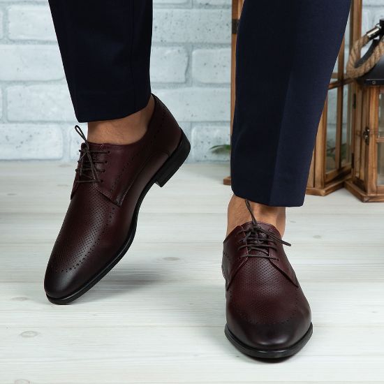 Imagine Pantofi eleganți bărbați din piele naturală 391 Vișiniu