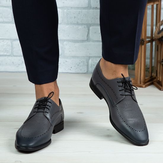Imagine Pantofi eleganți bărbați din piele naturală 391 Gri