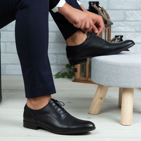 Imagine Pantofi eleganți bărbați din piele naturală 389 Negru