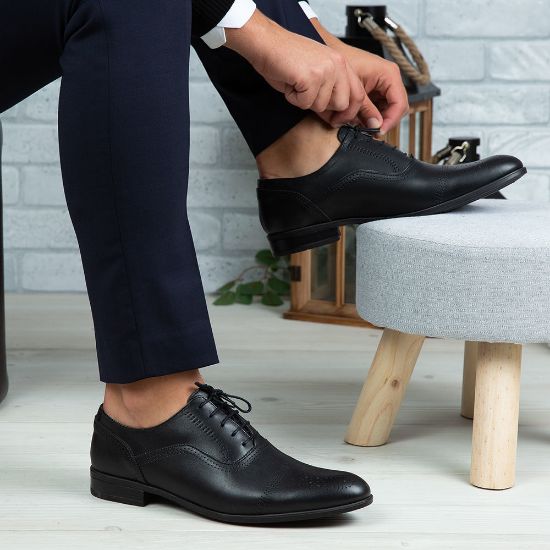 Imagine Pantofi eleganți bărbați din piele naturală 389 Negru