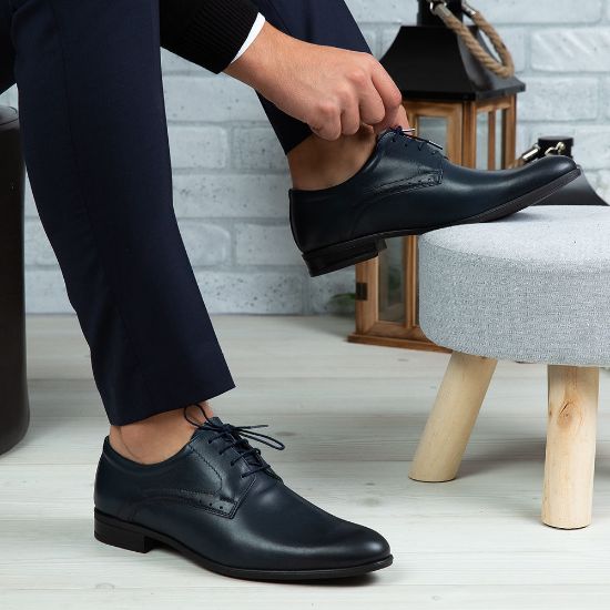 Imagine Pantofi eleganți bărbați din piele naturală 390 Blue