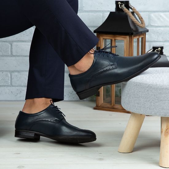 Imagine Pantofi eleganți bărbați din piele naturală 390 Blue