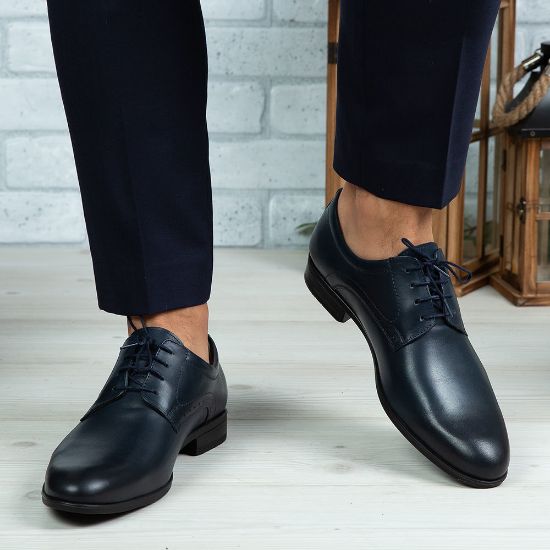 Imagine Pantofi eleganți bărbați din piele naturală 390 Blue