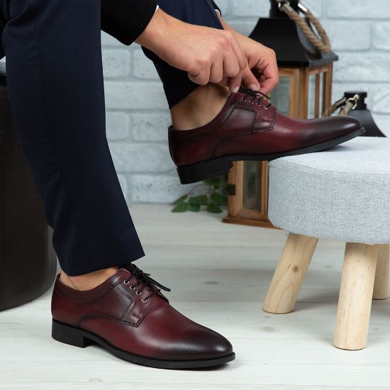 Imagine Pantofi eleganți bărbați din piele naturală 366 Vișiniu