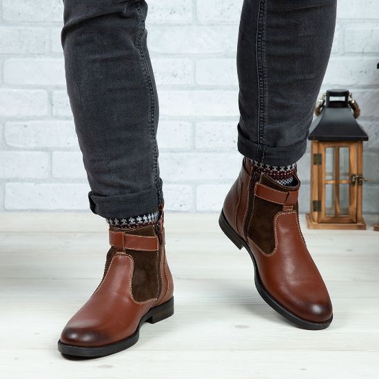 Imagine Ghete bărbați piele naturală C317 Maro