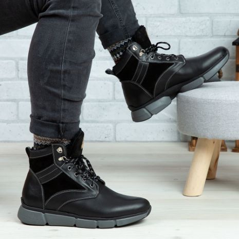 Imagine Ghete bărbați piele naturală C600 Negru