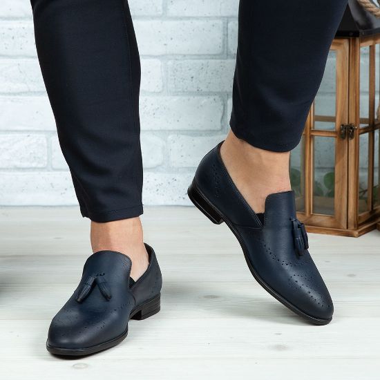 Imagine Pantofi eleganți bărbați din piele naturală 322 Blue