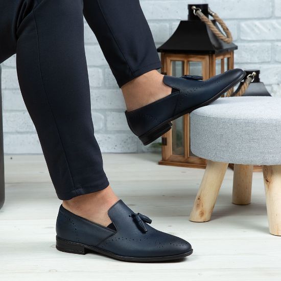 Imagine Pantofi eleganți bărbați din piele naturală 322 Blue