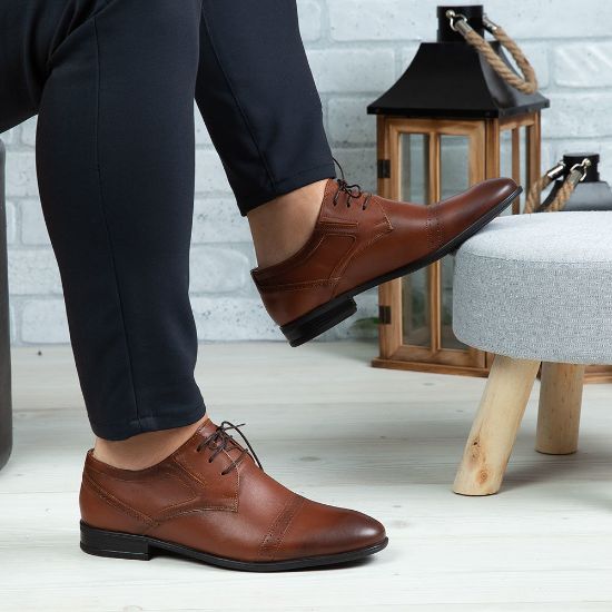 Imagine Pantofi eleganți bărbați din piele naturală 350 Maro