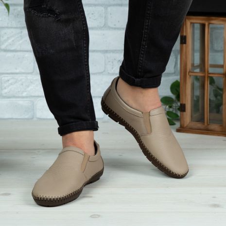 Imagine Mocasini bărbați piele naturală 600-S Bej deschis